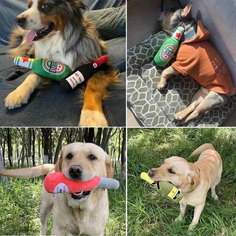 Squeaky Alcohol Bottle Dog Toy