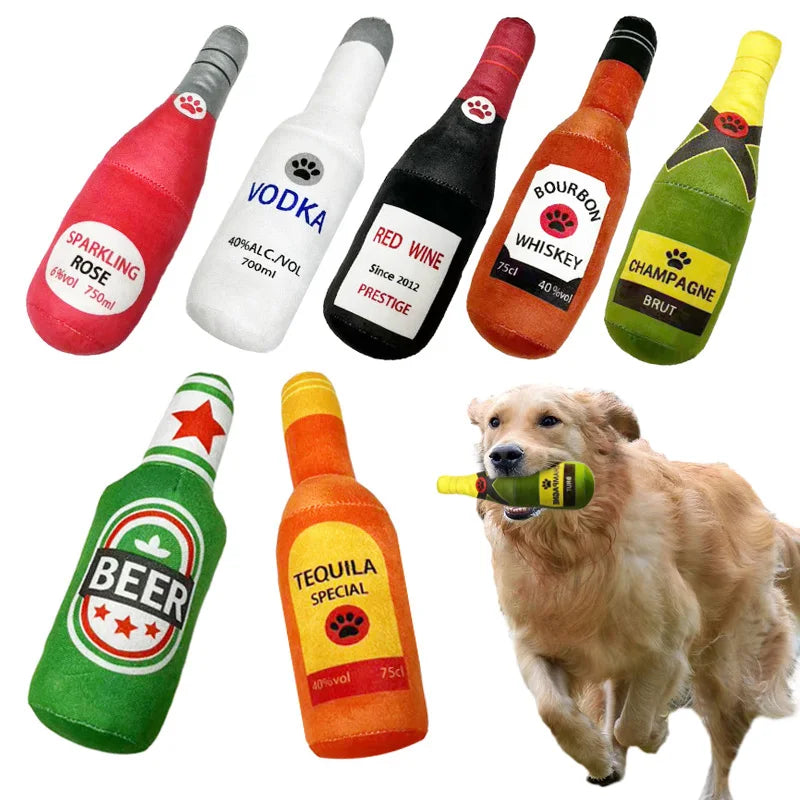 Squeaky Alcohol Bottle Dog Toy