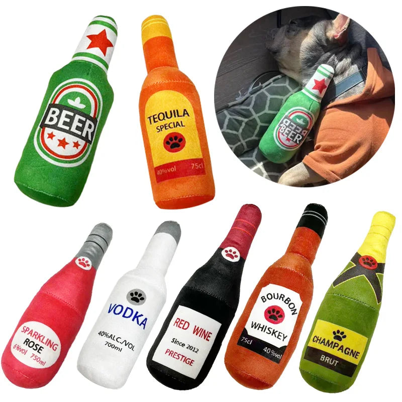 Squeaky Alcohol Bottle Dog Toy